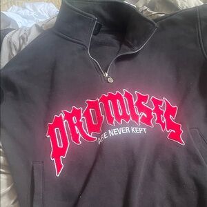 Black Crewneck Sweater with Red Graphic